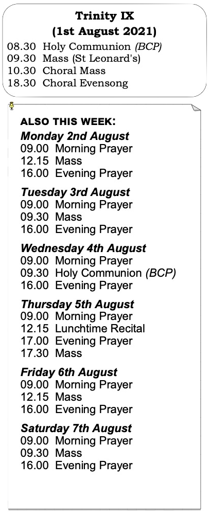 Trinity 9 Services Services for Trinity Week 9