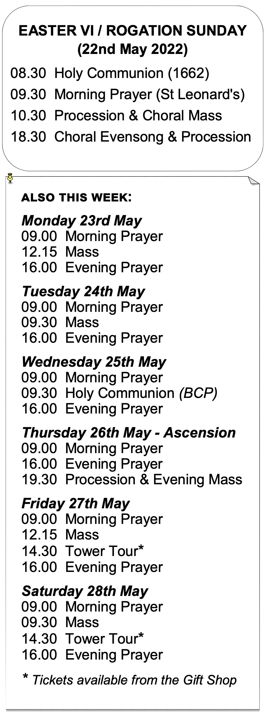Services for Palm Sunday and Lent Week 6