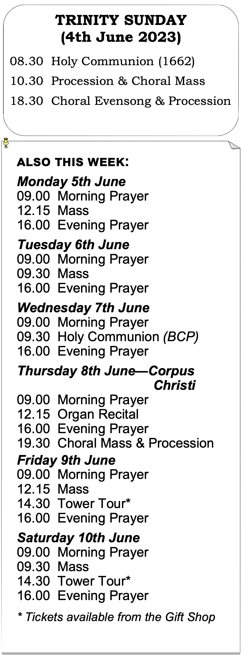 Services for Palm Sunday and Lent Week 6
