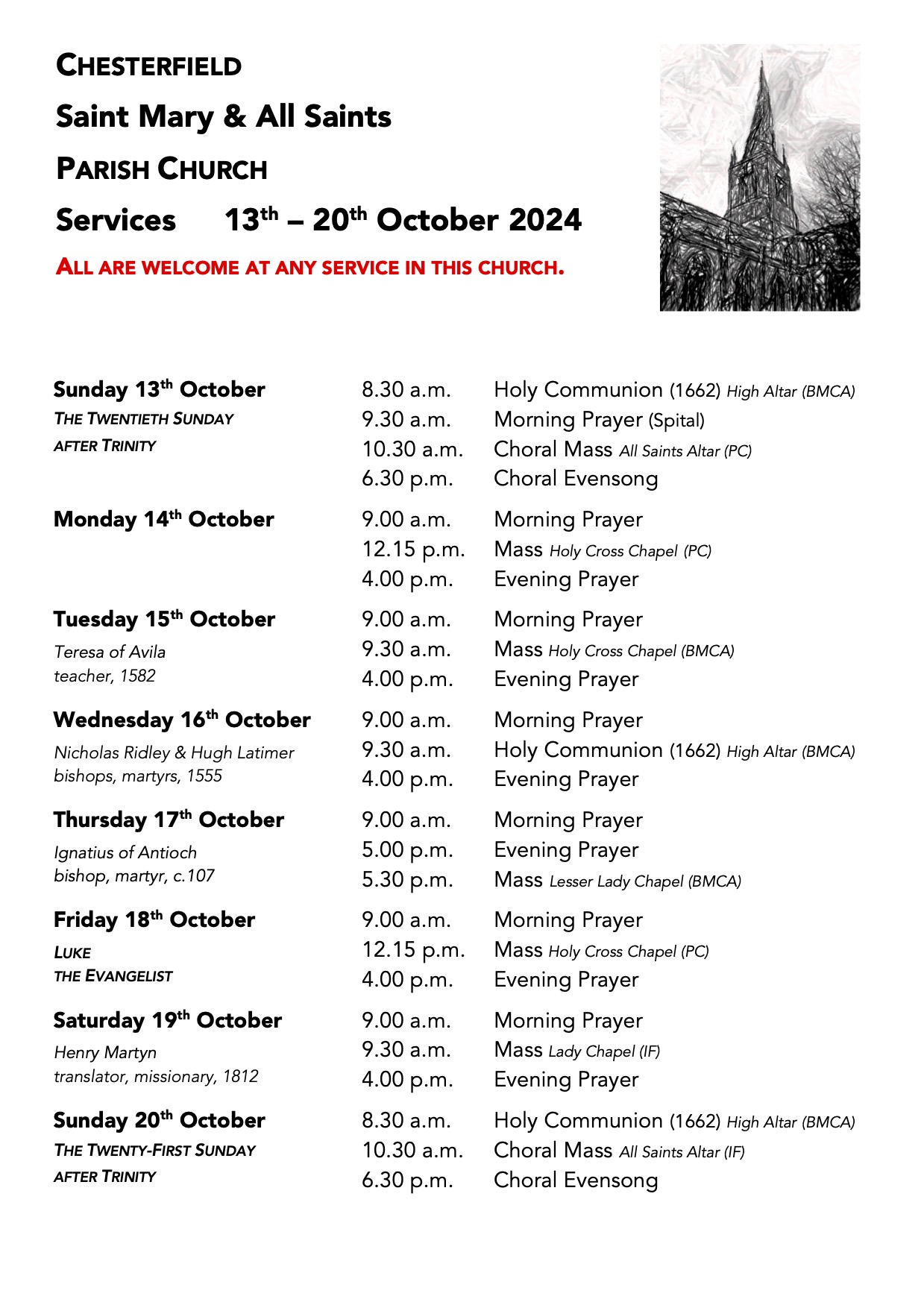 Services for Palm Sunday and Lent Week 6