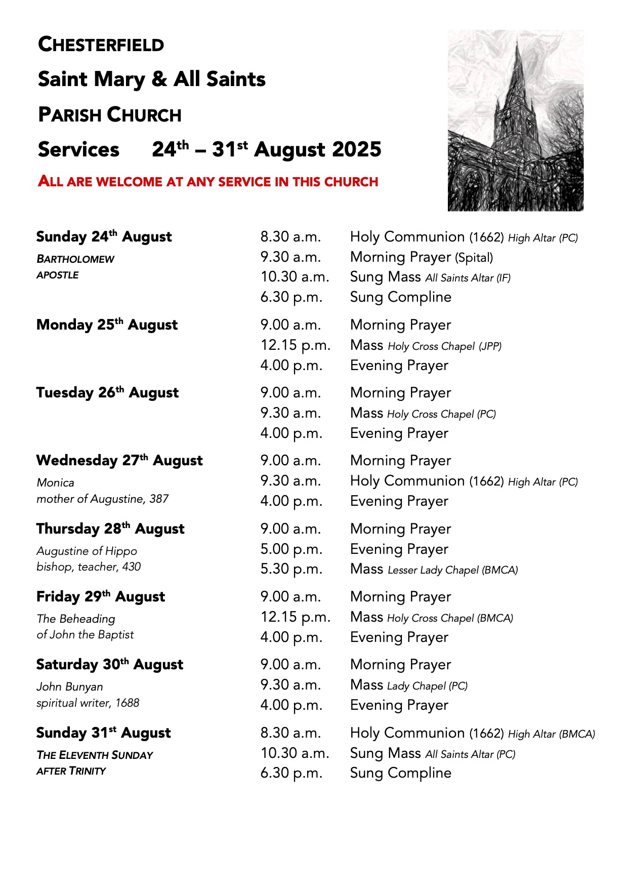Services for Palm Sunday and Lent Week 6