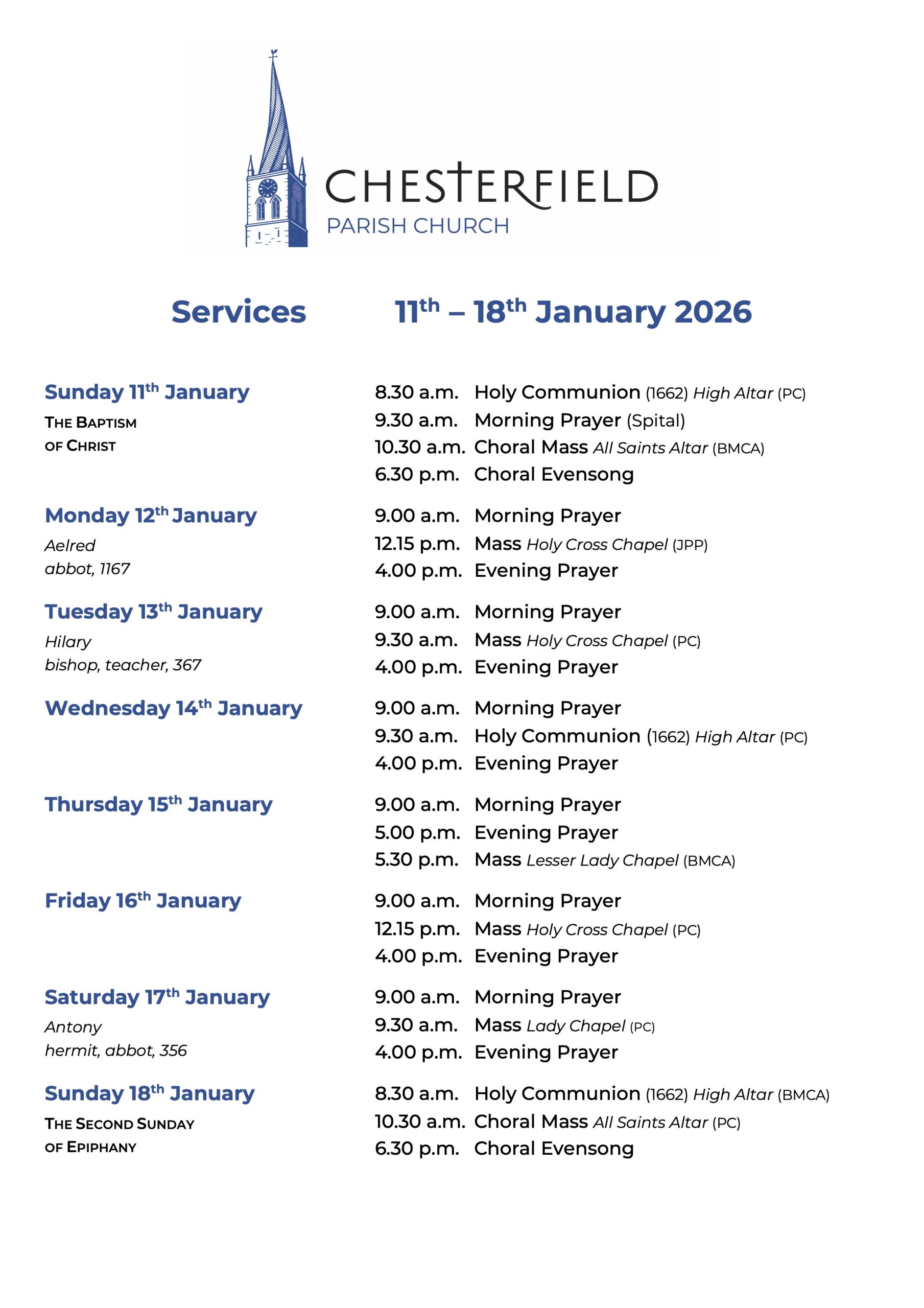 Services for Palm Sunday and Lent Week 6