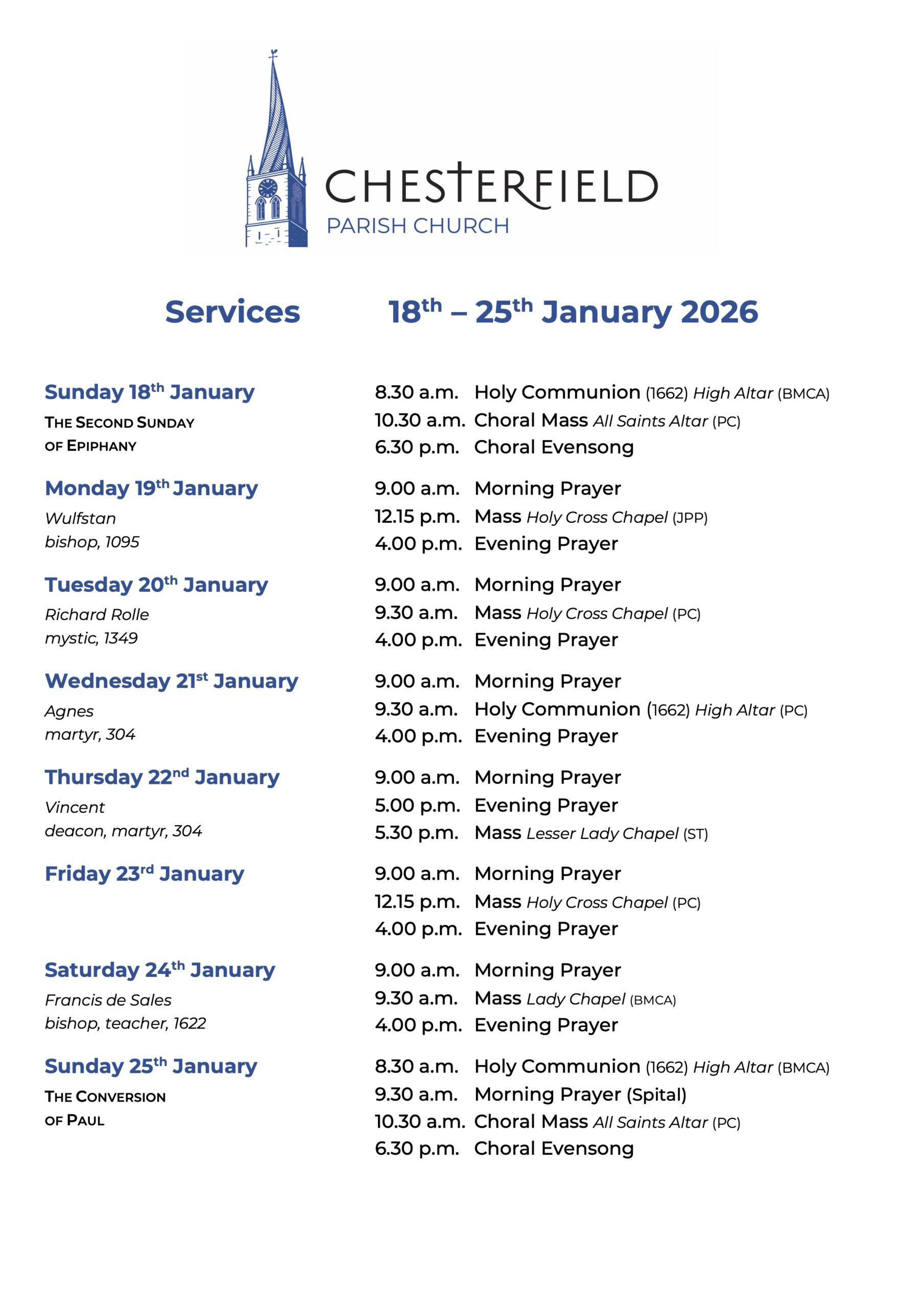 Services for Palm Sunday and Lent Week 6