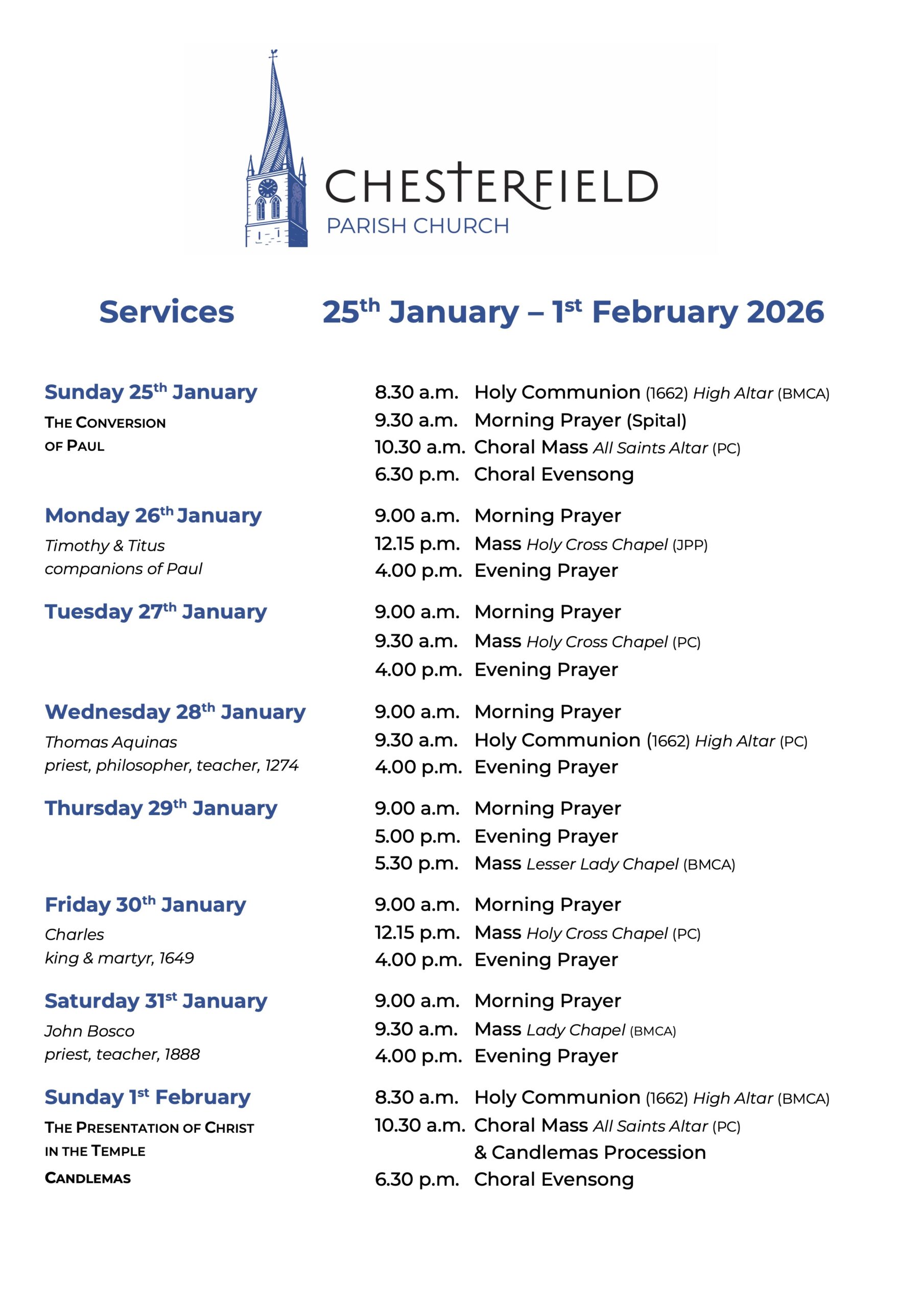 Services for Palm Sunday and Lent Week 6