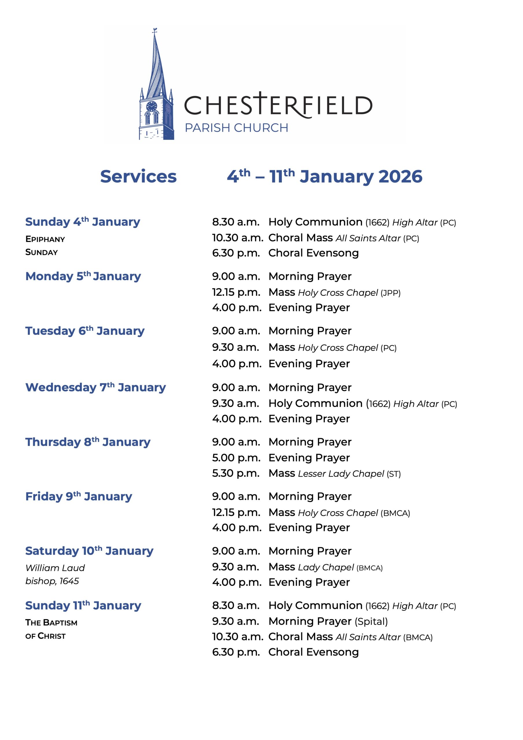 Services for Palm Sunday and Lent Week 6