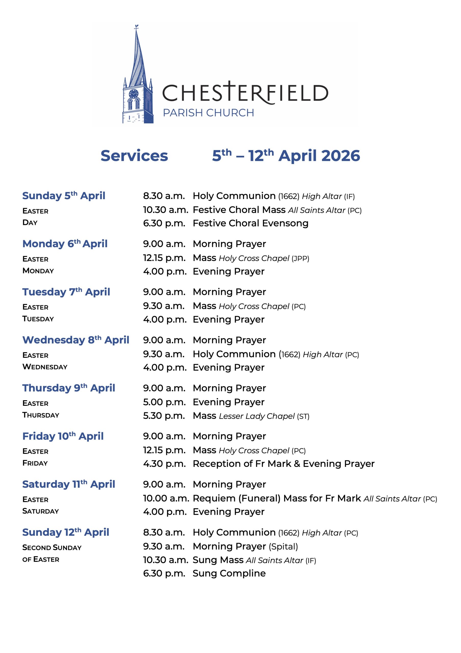Services for Palm Sunday and Lent Week 6