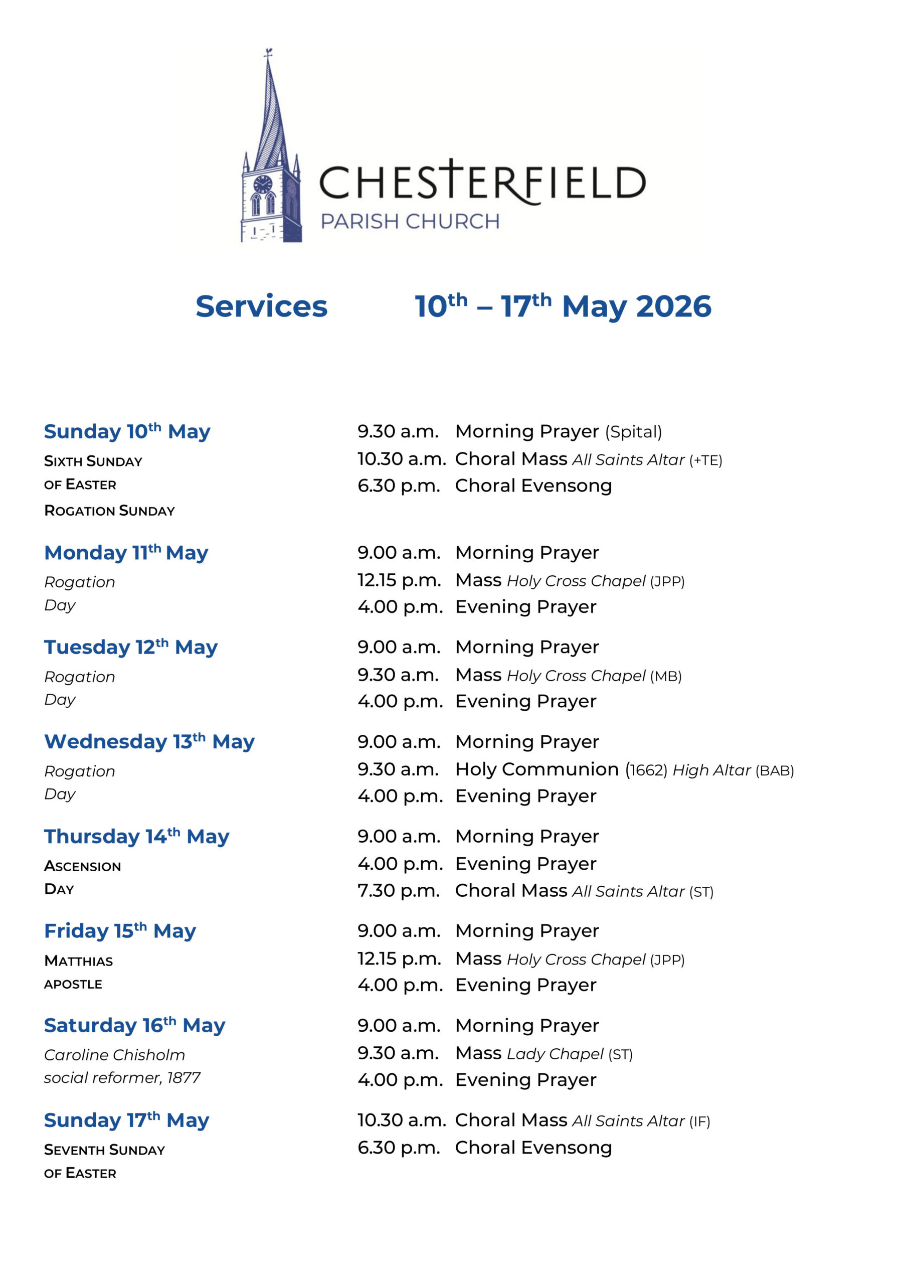 Services for Palm Sunday and Lent Week 6