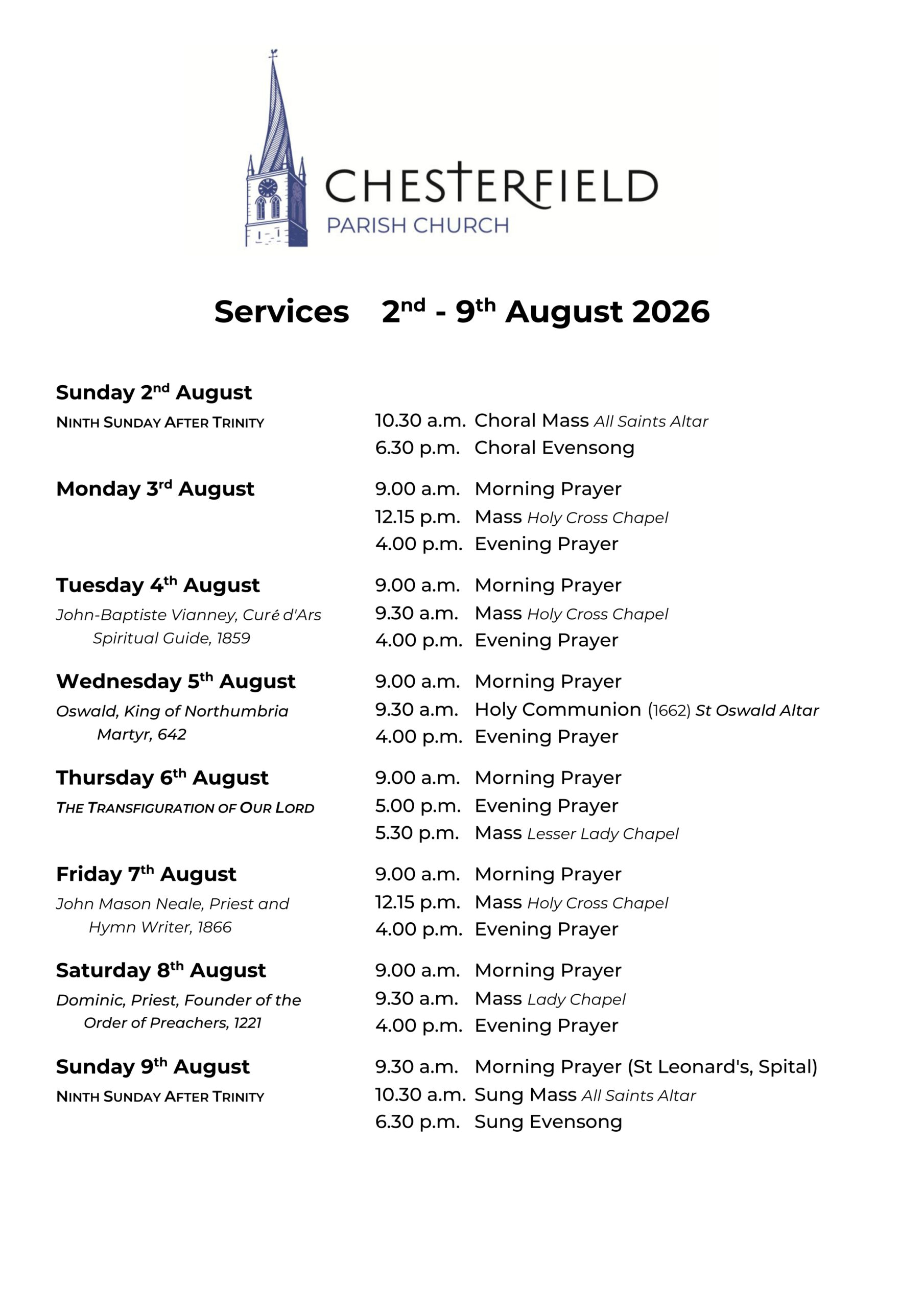 Services for Palm Sunday and Lent Week 6