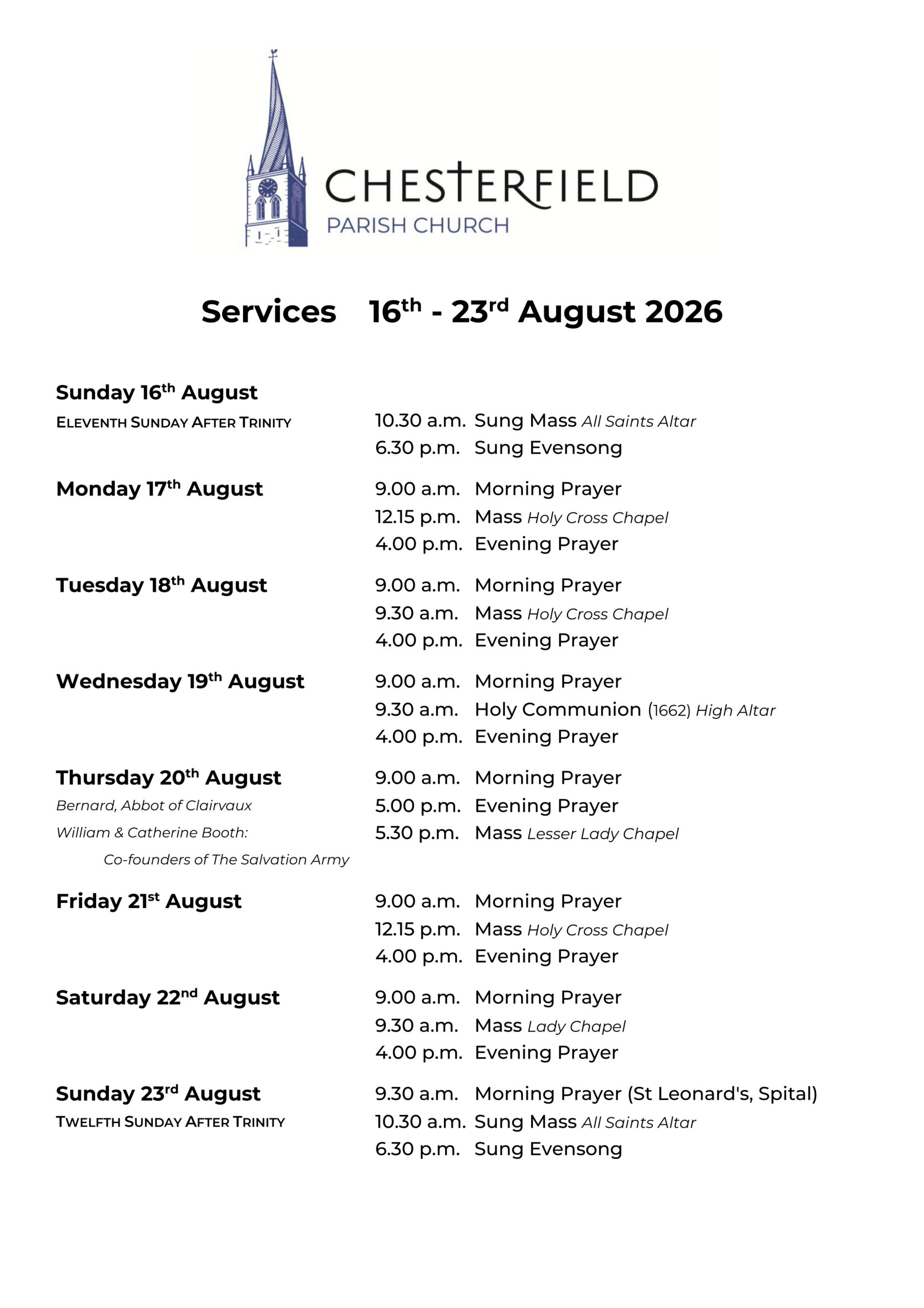 Services for Palm Sunday and Lent Week 6
