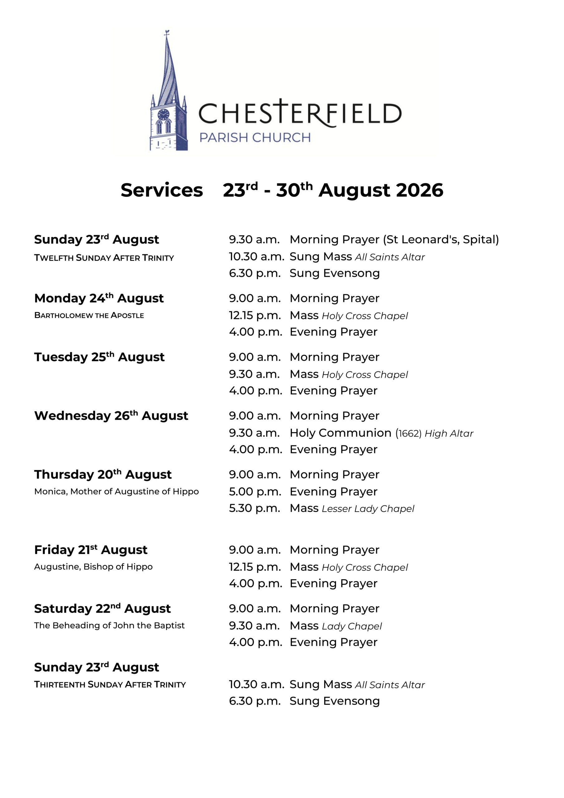 Services for Palm Sunday and Lent Week 6
